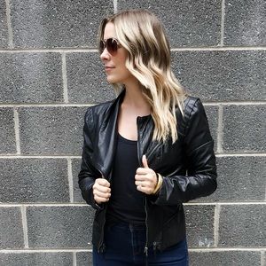 Black Faux Leather Jacket by Blank NYC